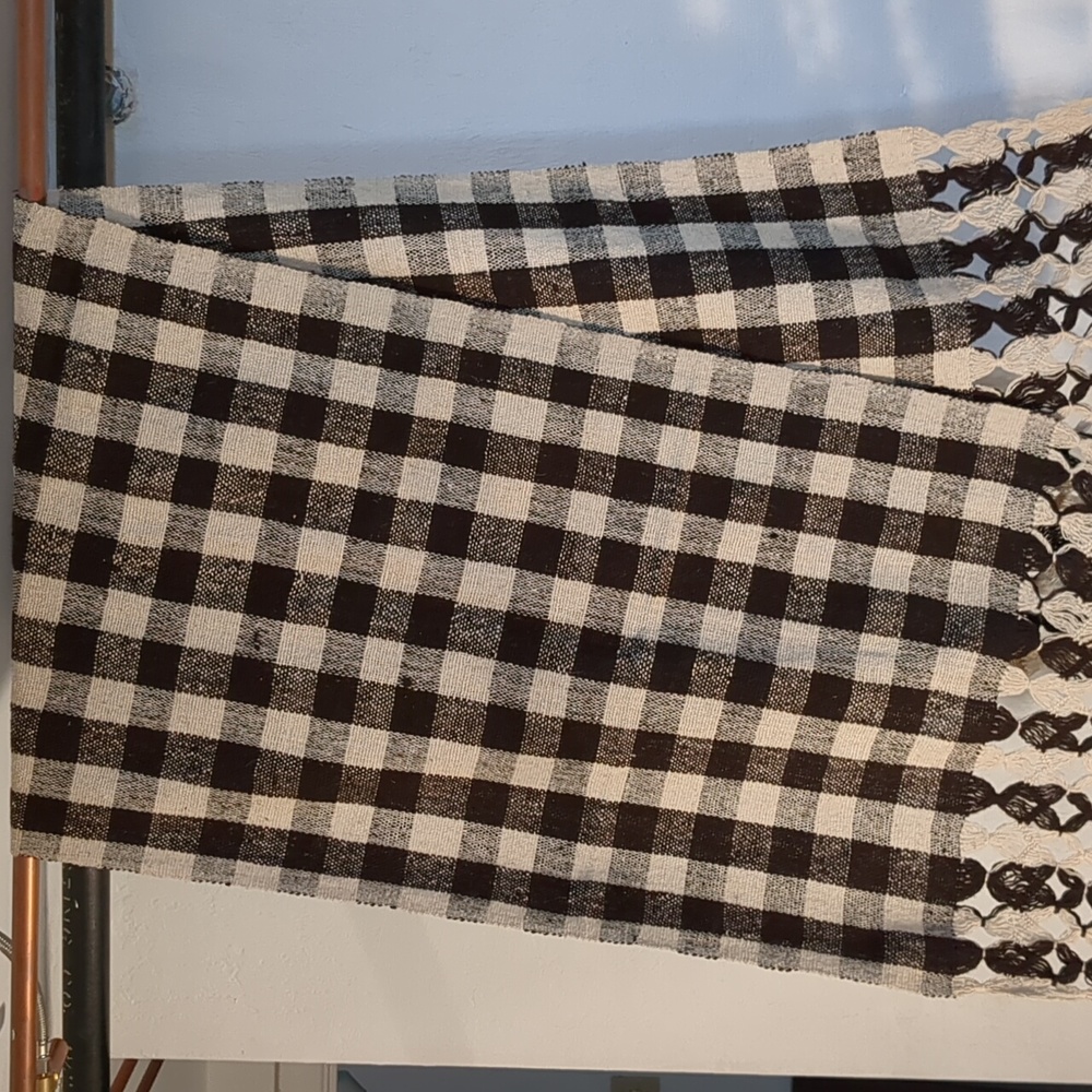 Oversized vintage 1950's Scarf/wrap.  Very dark brown & off white